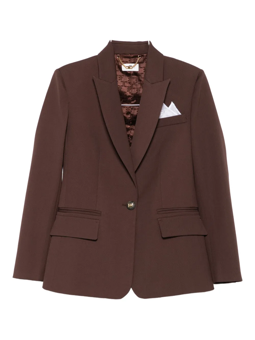 Elisabetta Franchi Single-button Pocket Jacket In Brown