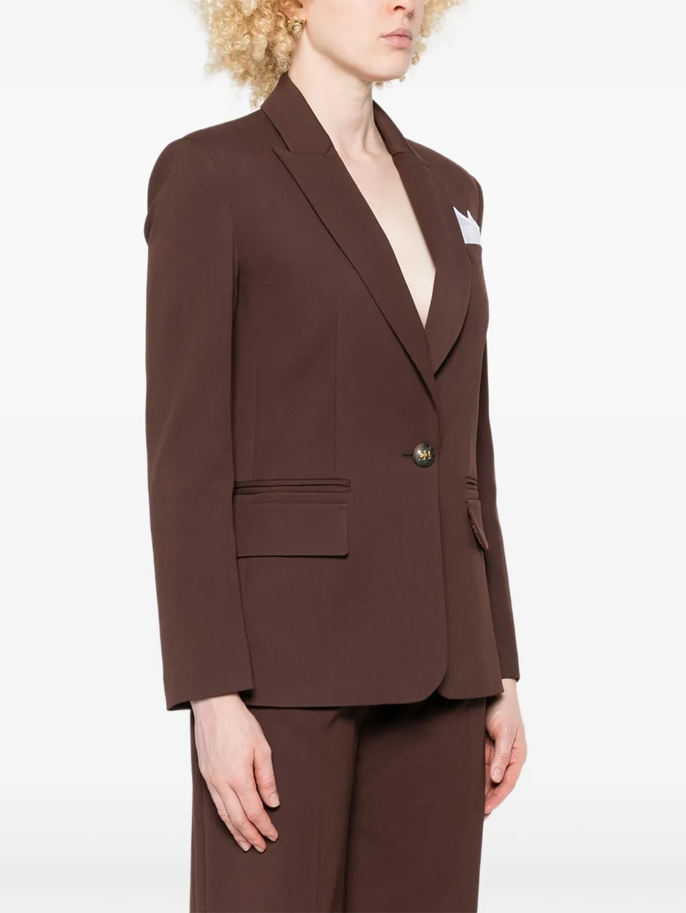 Elisabetta Franchi Jack met enkele knoop en zak Bruin