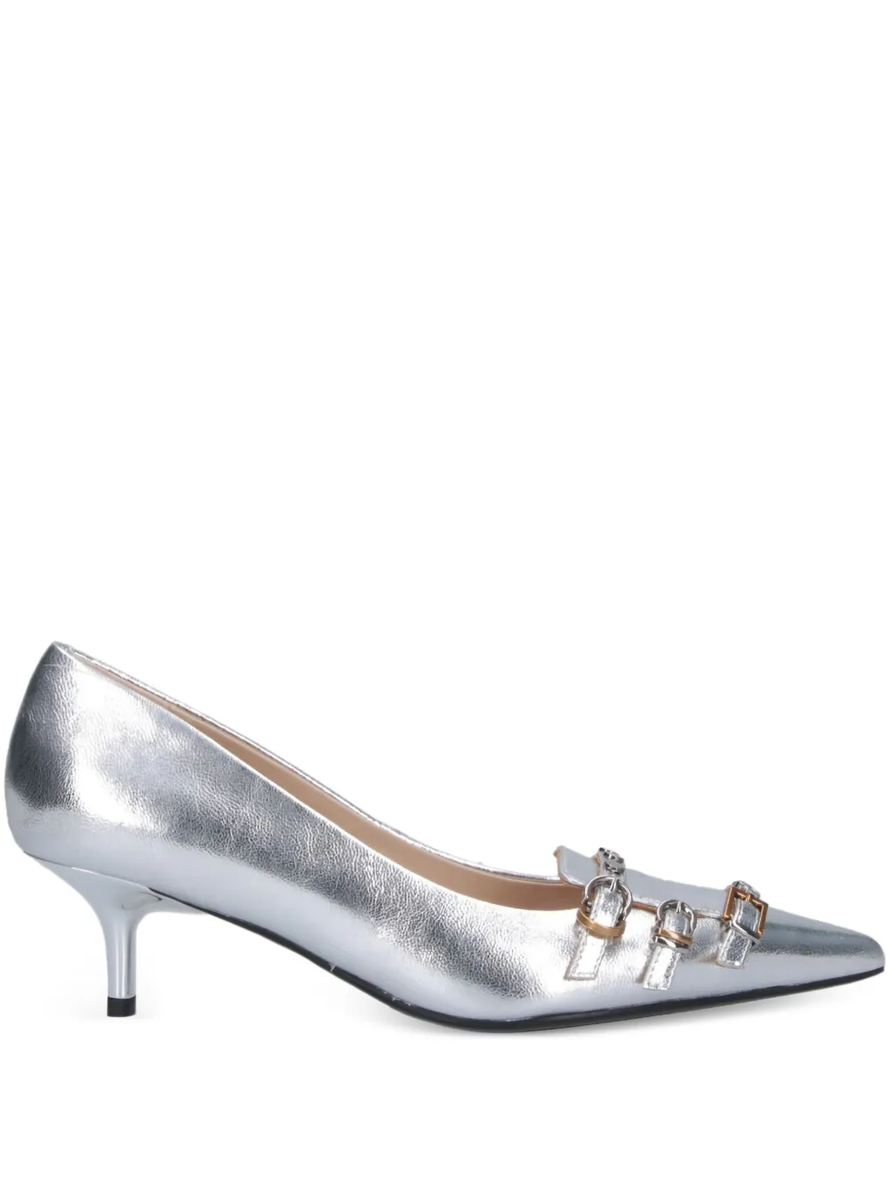 PINKO buckle-embellished pointed-toe pumps Silver