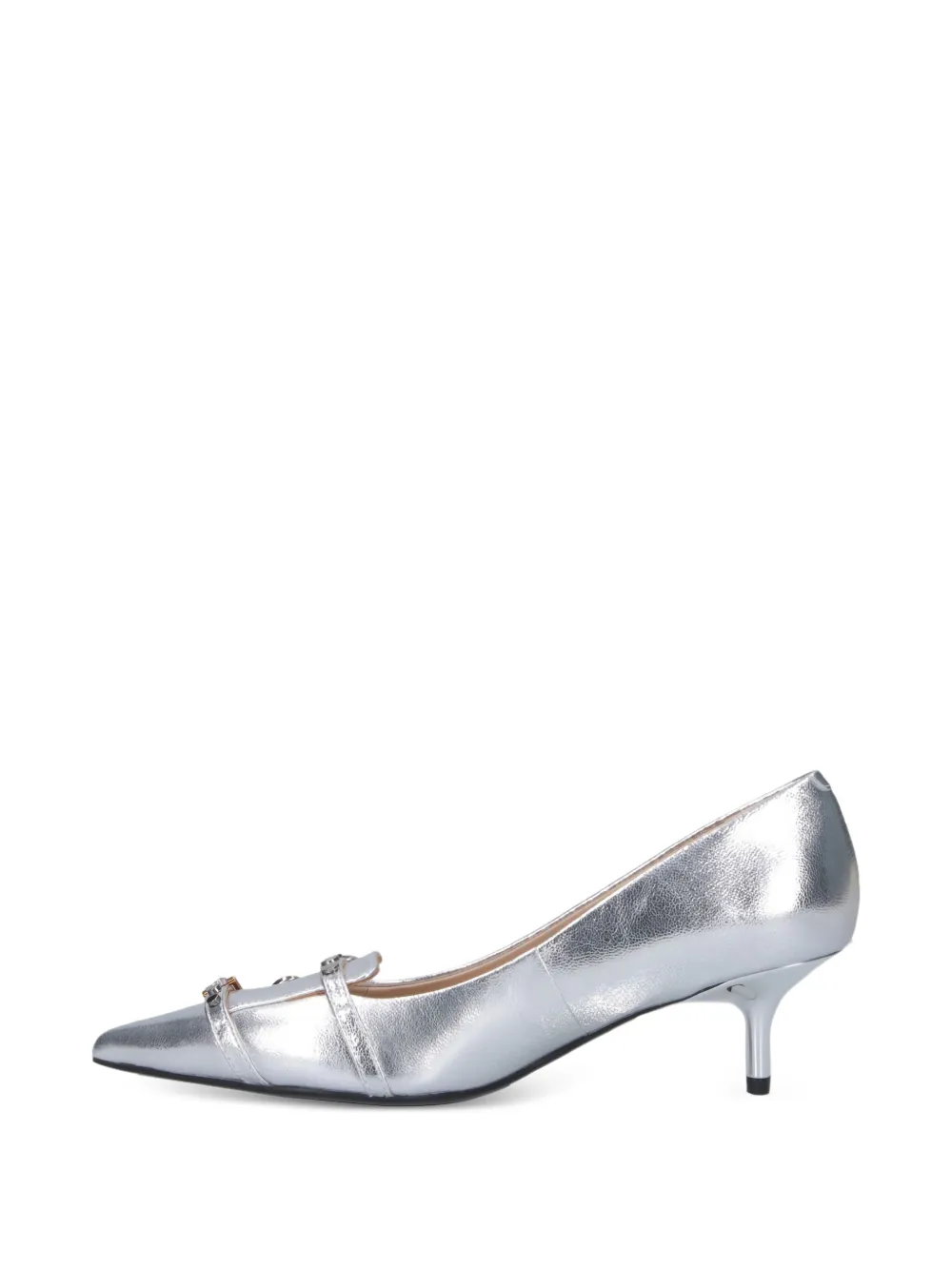 PINKO buckle-embellished pointed-toe pumps Silver