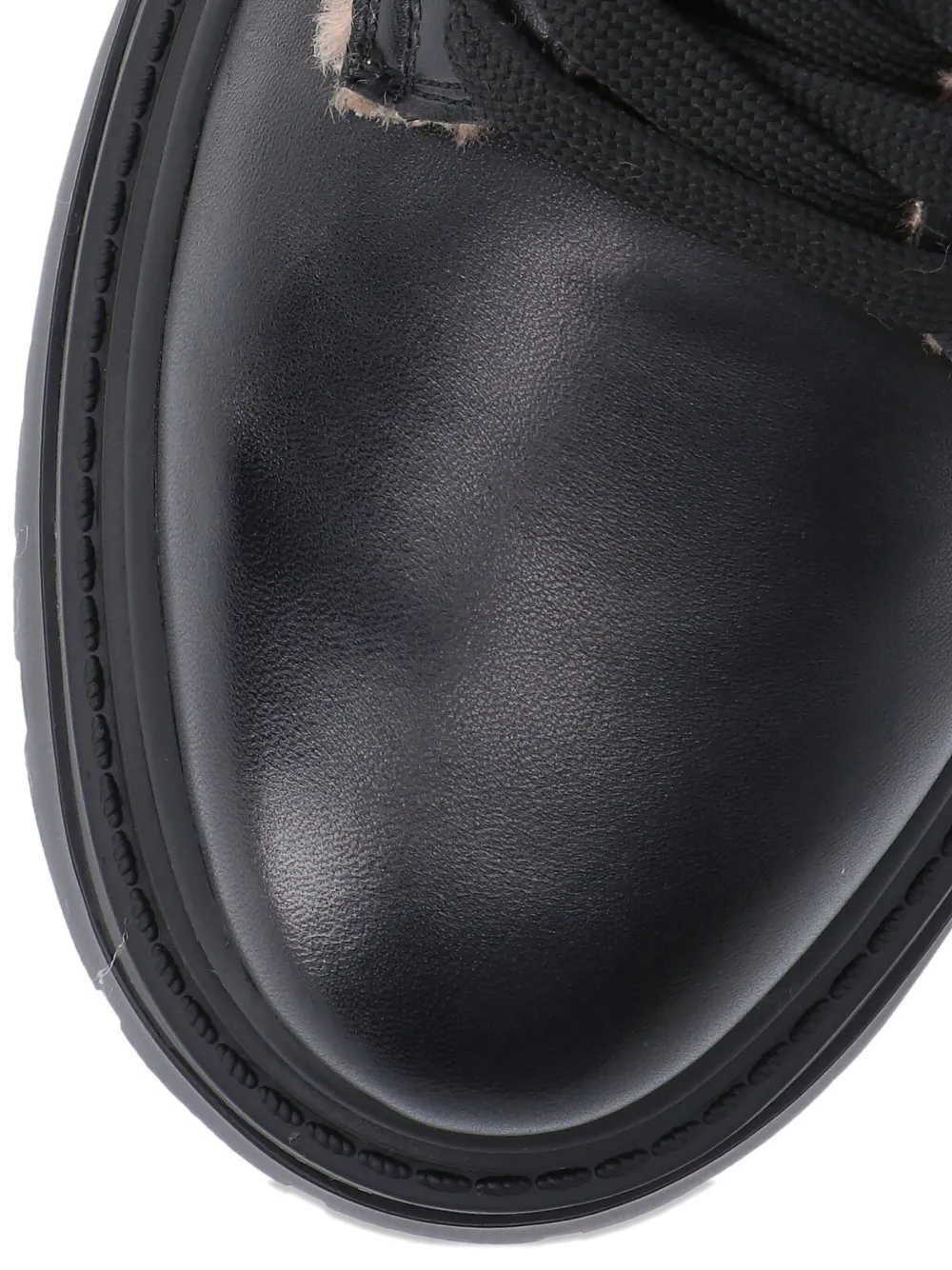 PINKO lace-up shearling trim boots Black