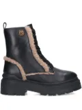 PINKO lace-up shearling trim boots - Black