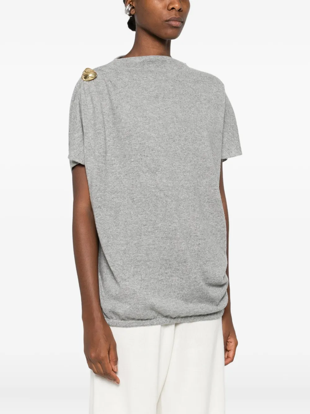 Fabiana Filippi Gedrapeerde top verfraaid met speld Grijs