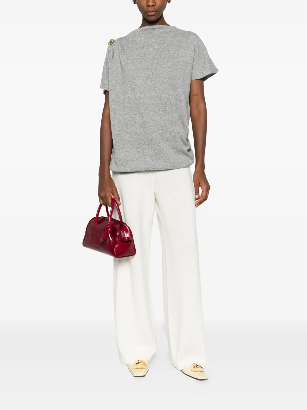 Fabiana Filippi draped pin-embellished knit top | Knitted Tops | Image 2