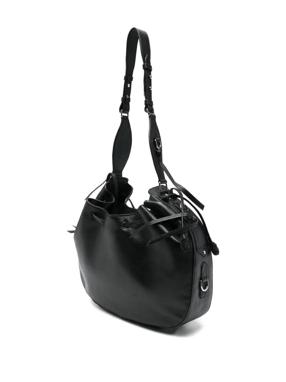Isabel Marant Bolton Drawstring Leather Shoulder Bag In Black