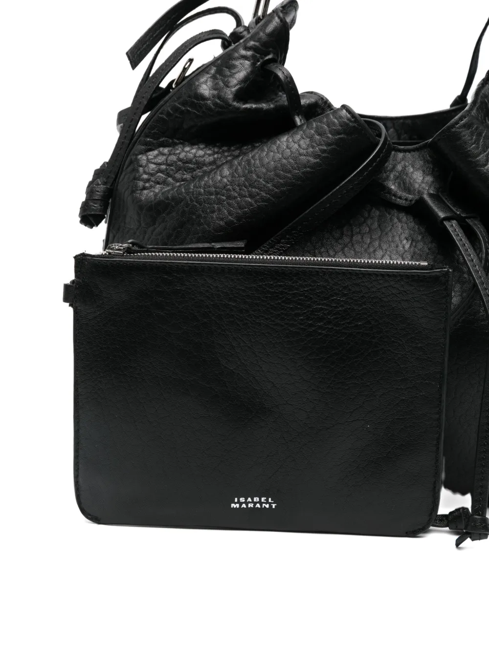 Isabel Marant Bolton Drawstring Leather Shoulder Bag In Black