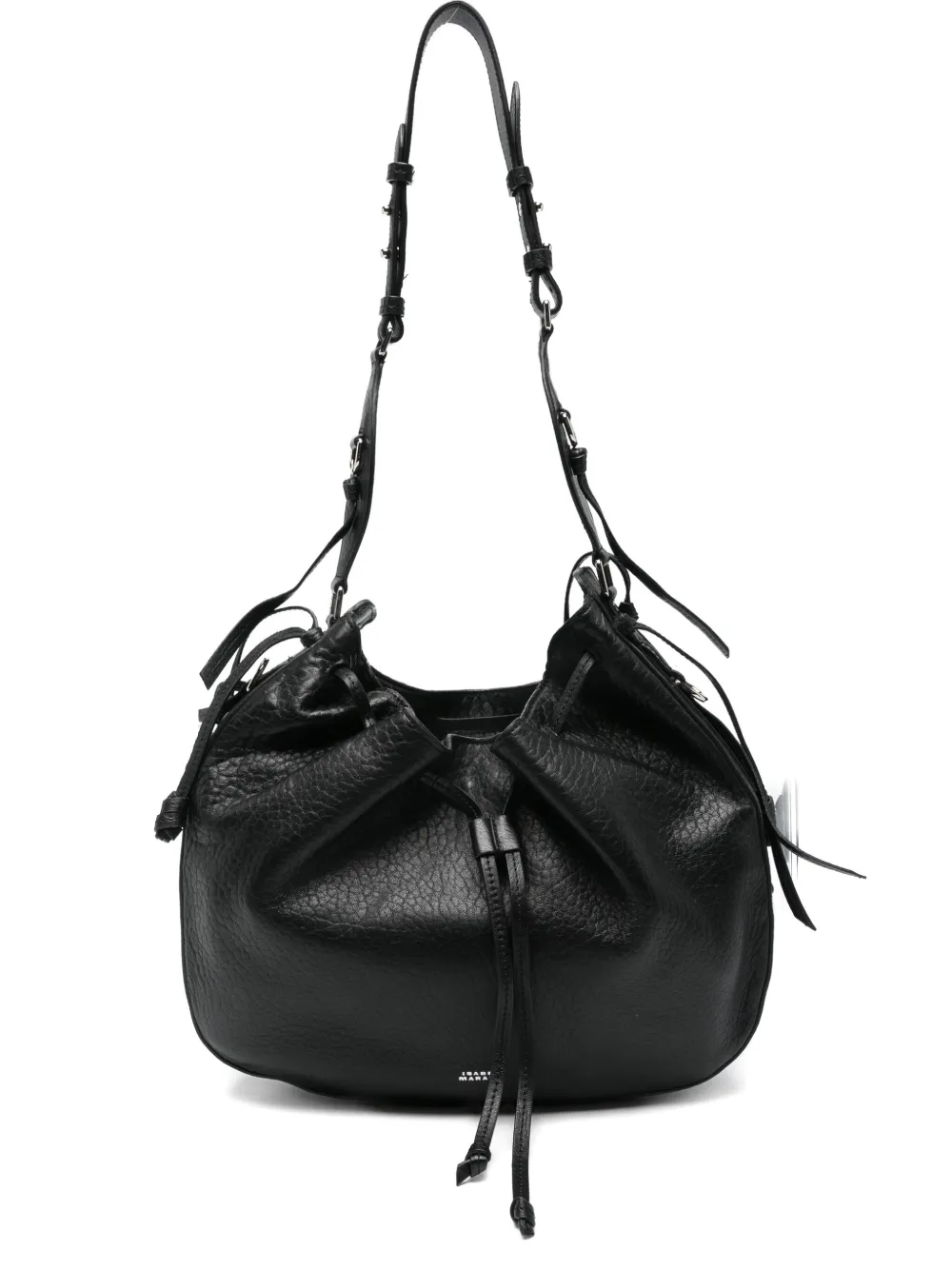 Isabel Marant Bolton Drawstring Leather Shoulder Bag In Black