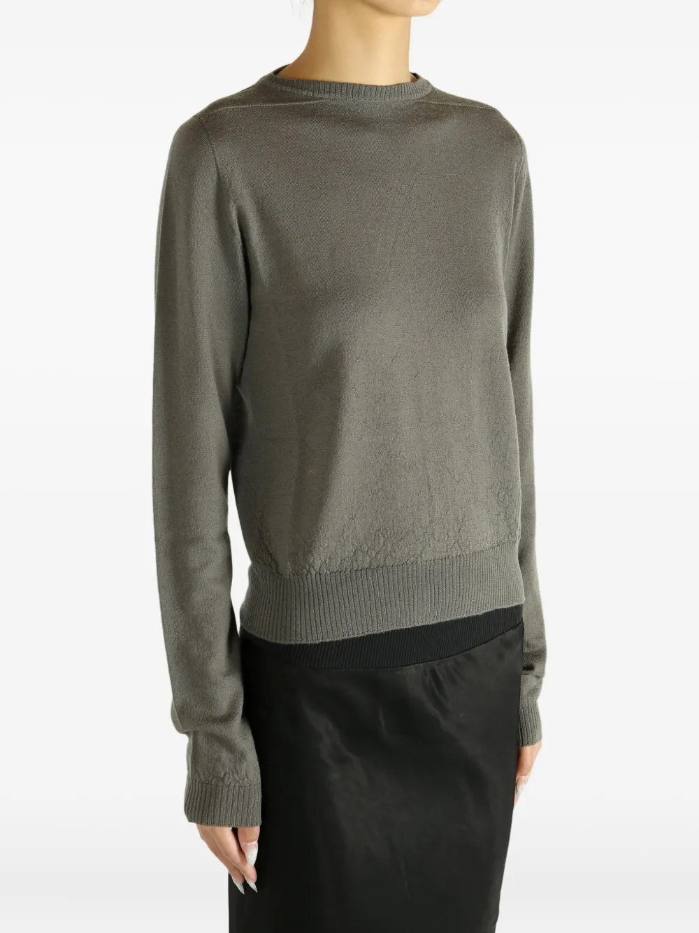 Rick Owens Textured Crew-neck Sweater In Gray