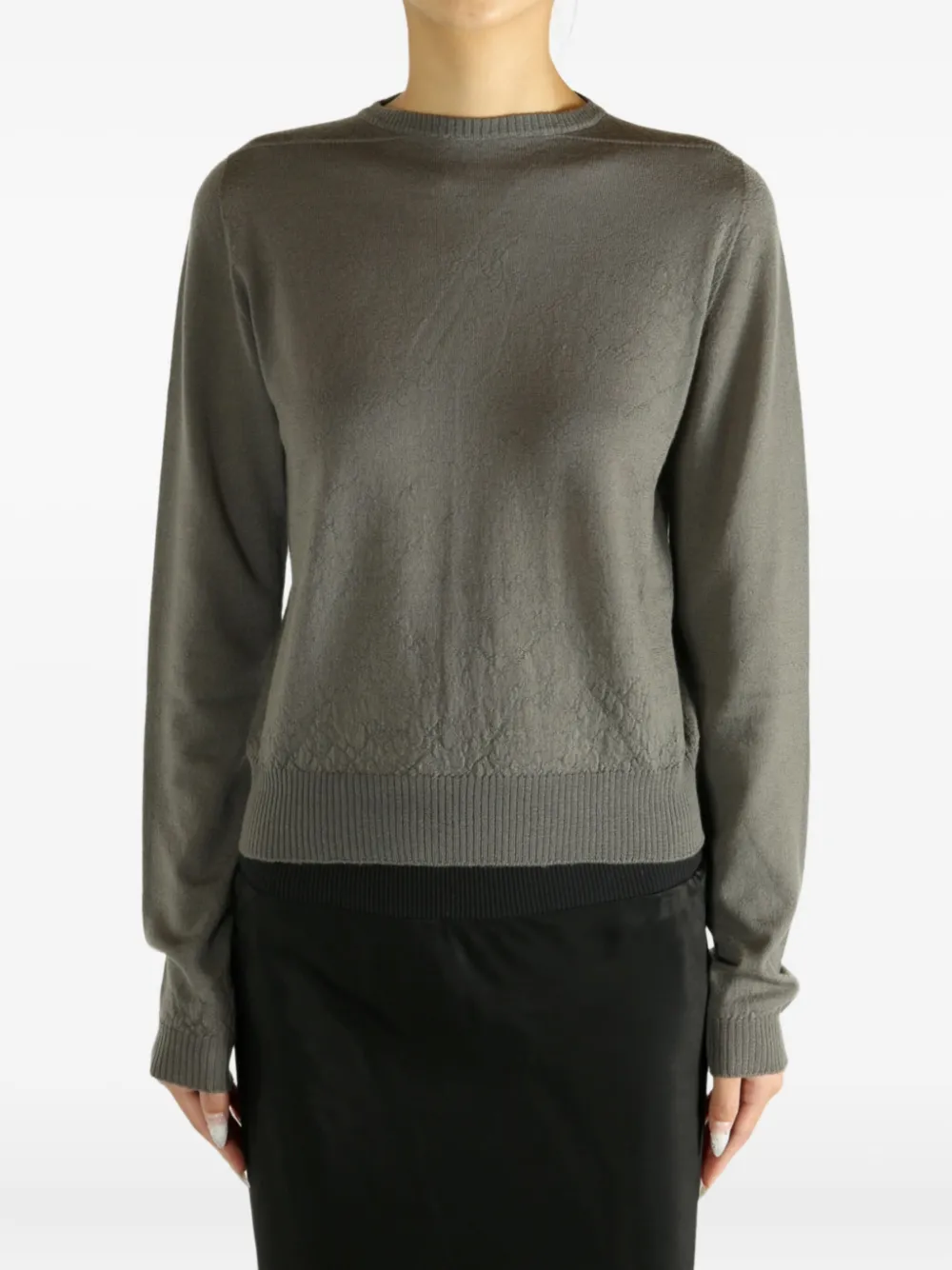 Rick Owens Textured Crew-neck Sweater In Gray
