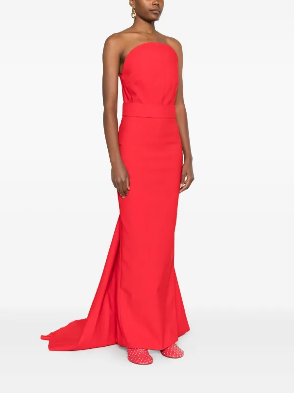 Solace London Citra Belted Fishtail Maxi Dress | Red | FARFETCH