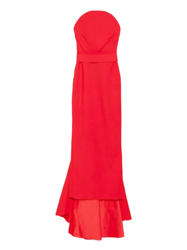 Solace London Citra Belted Fishtail Maxi Dress | Red | FARFETCH