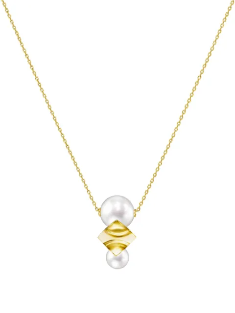 TASAKI 18K yellow gold M/G Tasaki Square Leaf pearl pendant