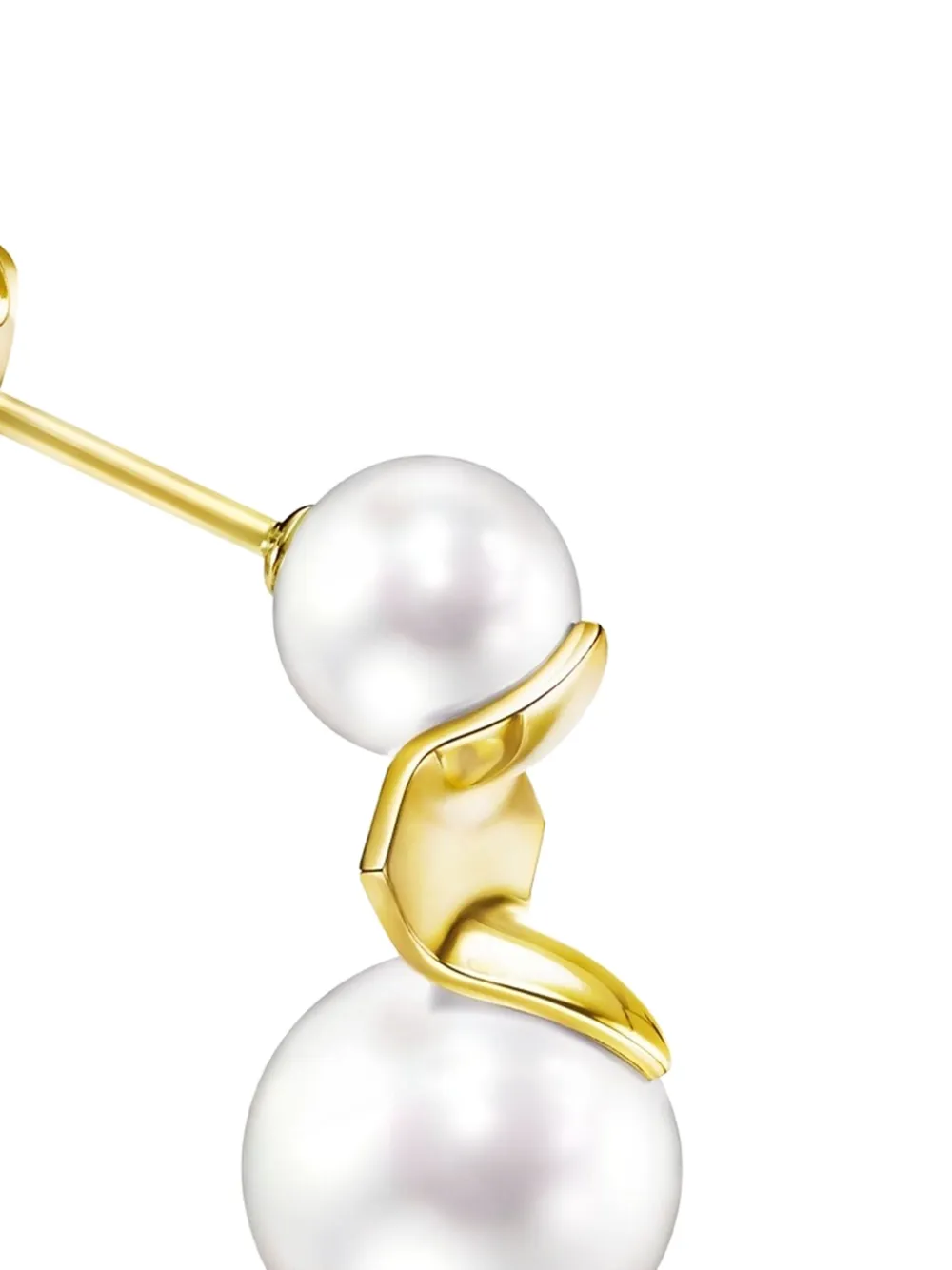 Tasaki 18k Yellow Gold Square Leaf Pearl Earrings In Gold