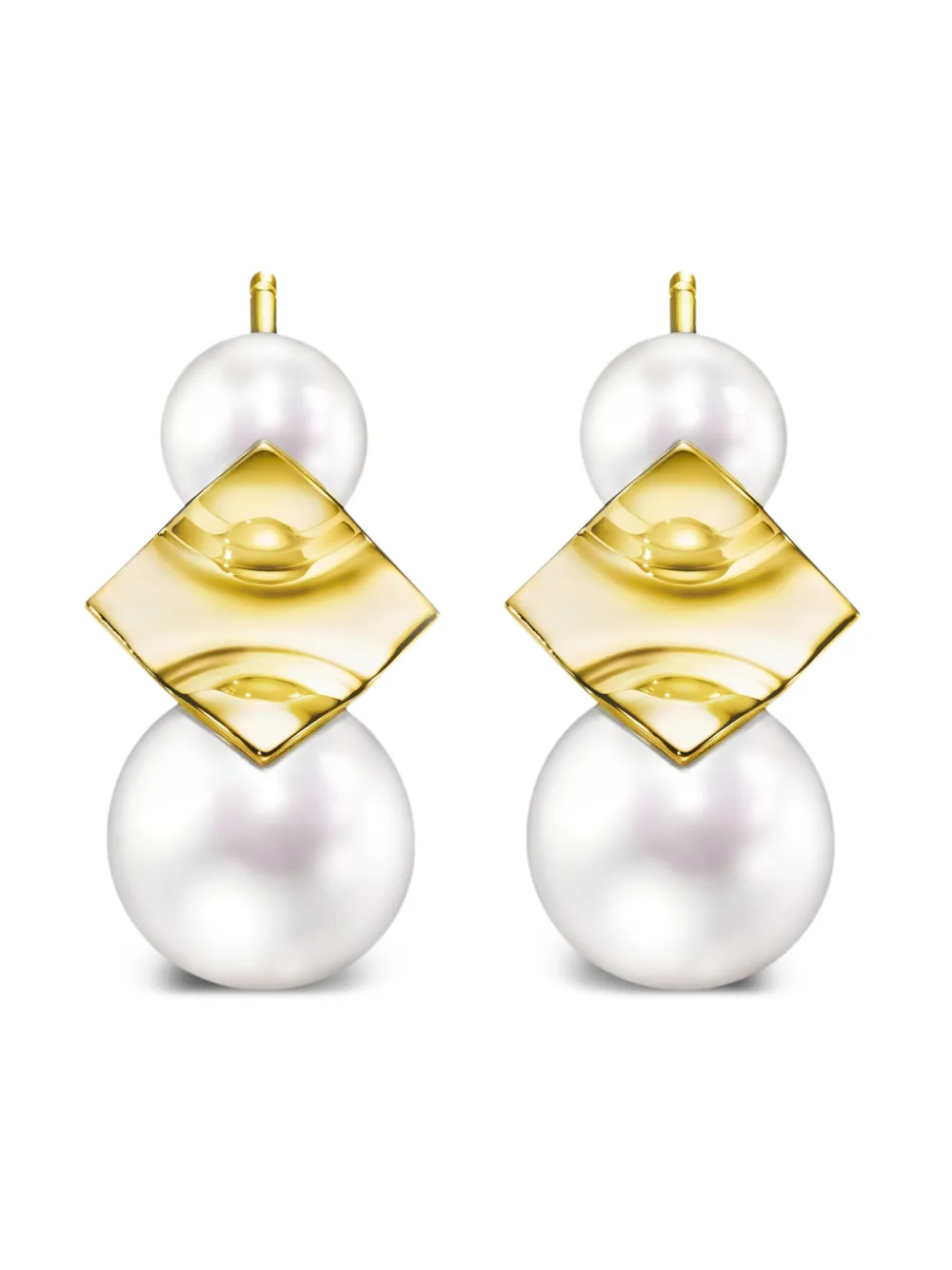 TASAKI Square Leaf パール ピアス 18Kイエローゴールド - ゴールドトーン TASAKI Square Leaf パール ピアス 18Kイエローゴールド - ゴールドトーン