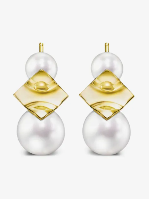 TASAKI boucles d'oreilles M/G Tasaki Square Leaf en or 18ct