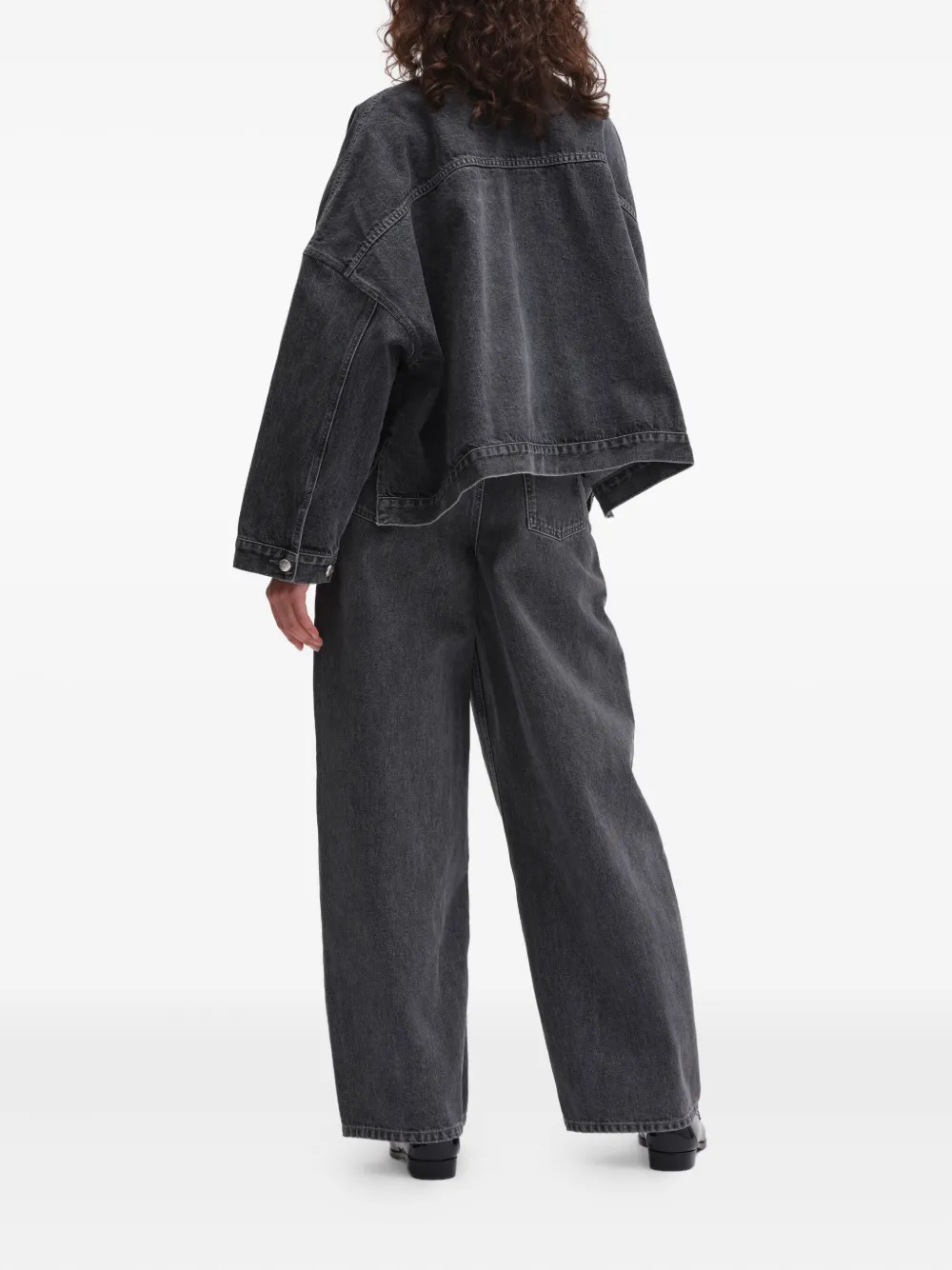 Remain Birger Christensen Drapy-back Denim Jacket In Gray