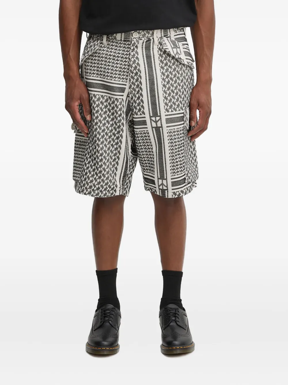 Neighborhood patterned cargo shorts | White | Image 1