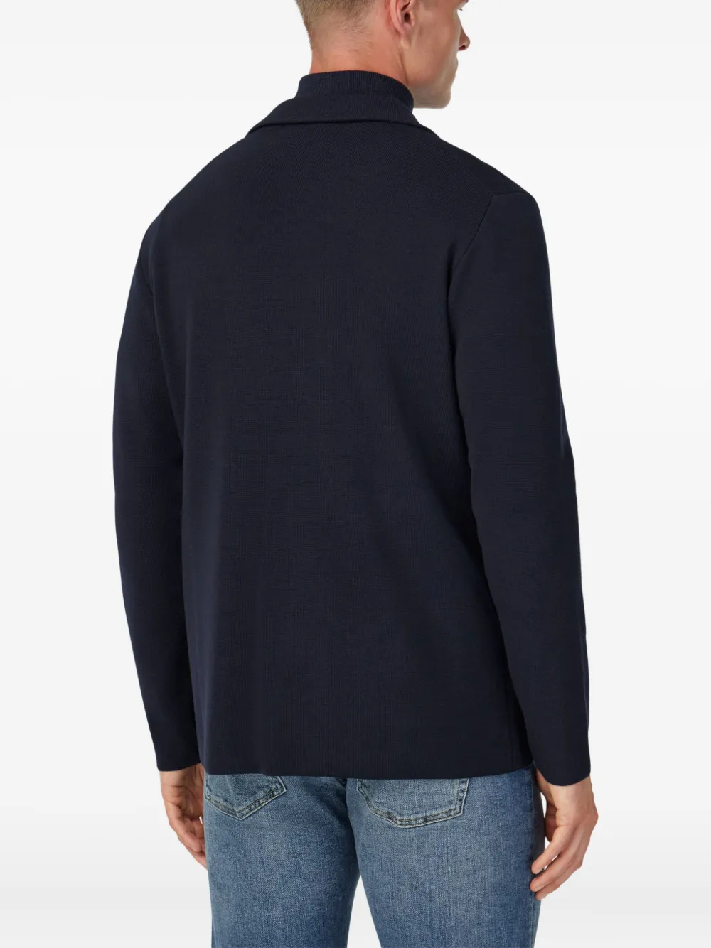 Boggi Milano Knitted Wool Single-breasted Blazer In Blue