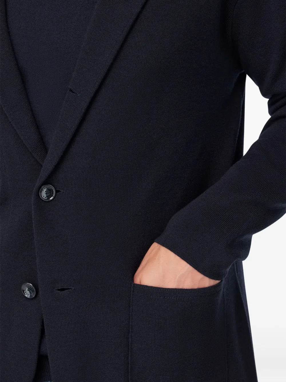 Boggi Milano Knitted Wool Single-breasted Blazer In Blue