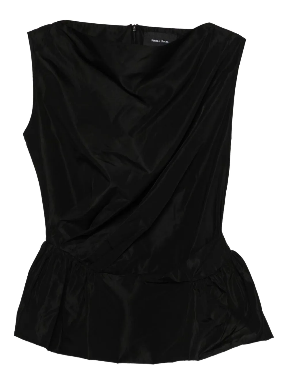Simone Rocha Sleeveless Draped Peplum Top In Black