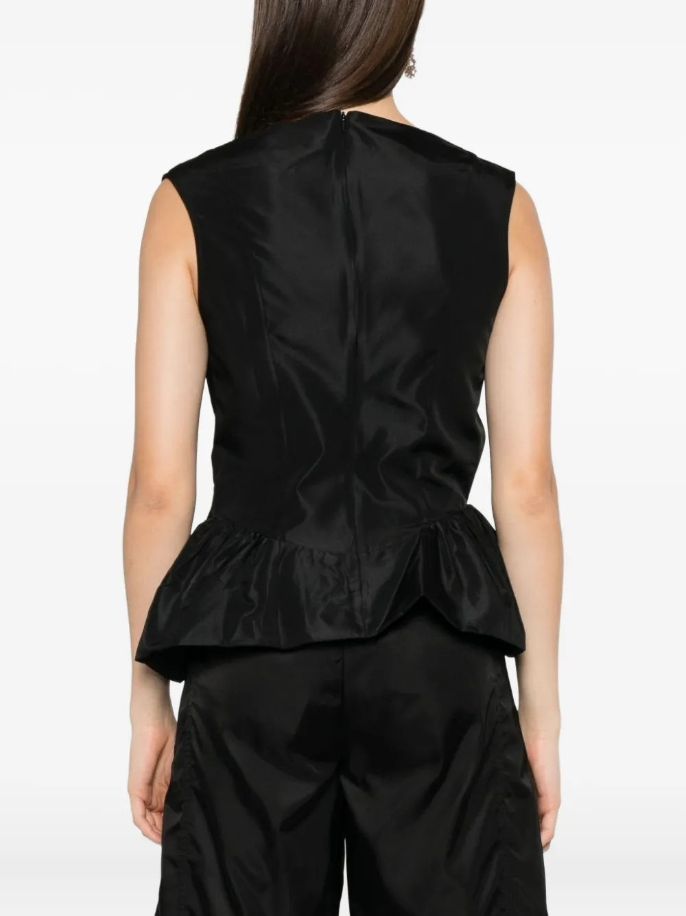 Simone Rocha Sleeveless Draped Peplum Top In Black