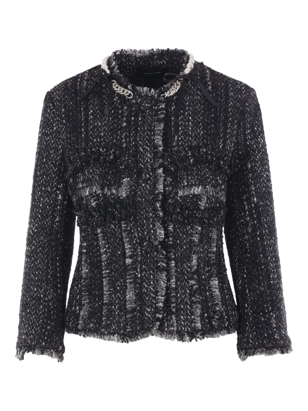 Simone Rocha pearl-chain tweed jacket - ブラック Simone Rocha pearl-chain tweed jacket - ブラック