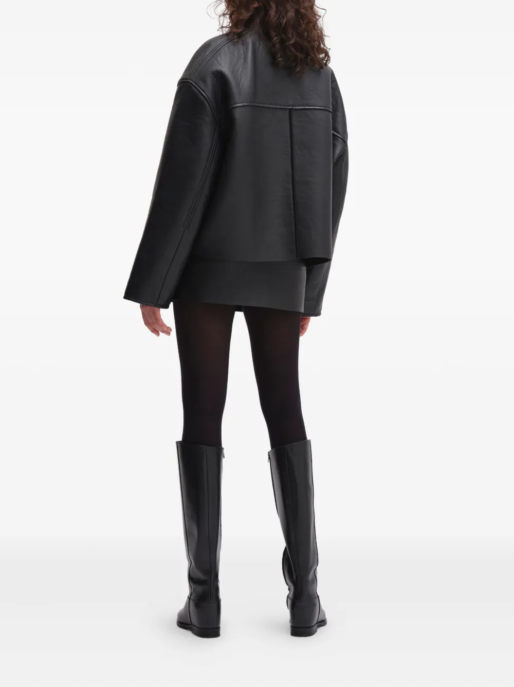 Remain Birger Christensen Zip-front Leather Mini Skirt In Black