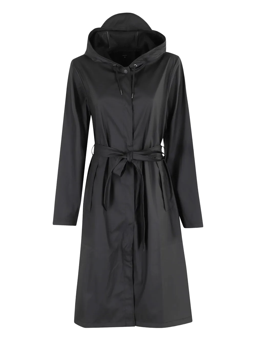 Rains hooded belted raincoat | Black | Image 1