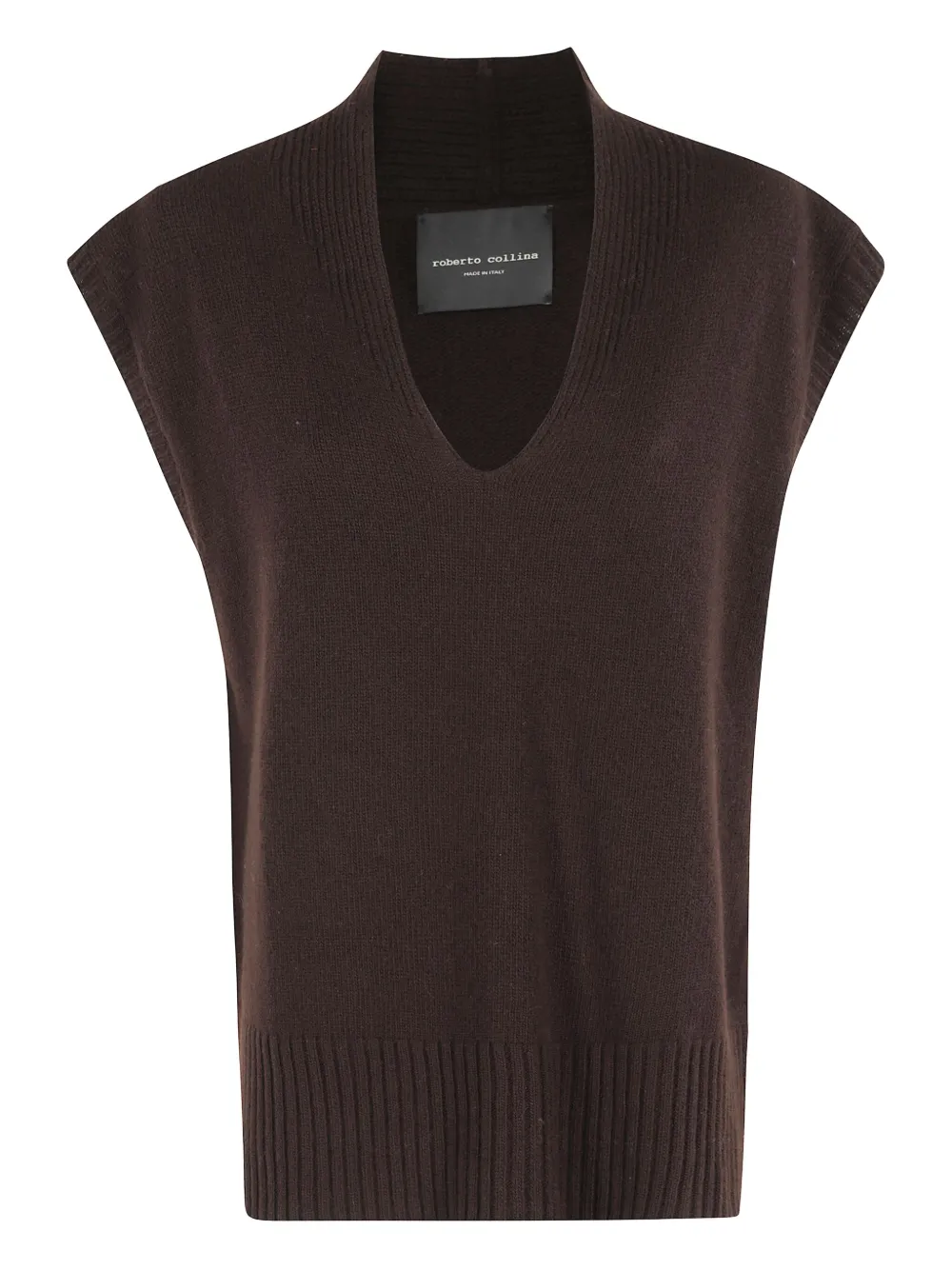 Roberto Collina V-neck Sleeveless Sweater In Brown