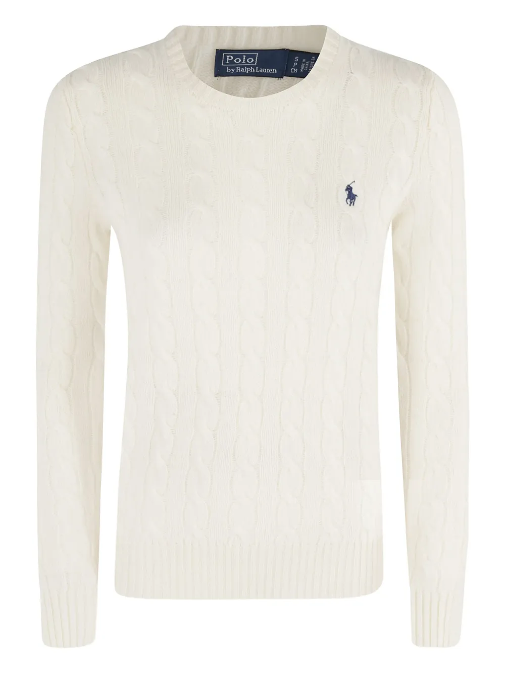 Polo Ralph Lauren Embroidered-logo Cable-knit Sweater In Neutral