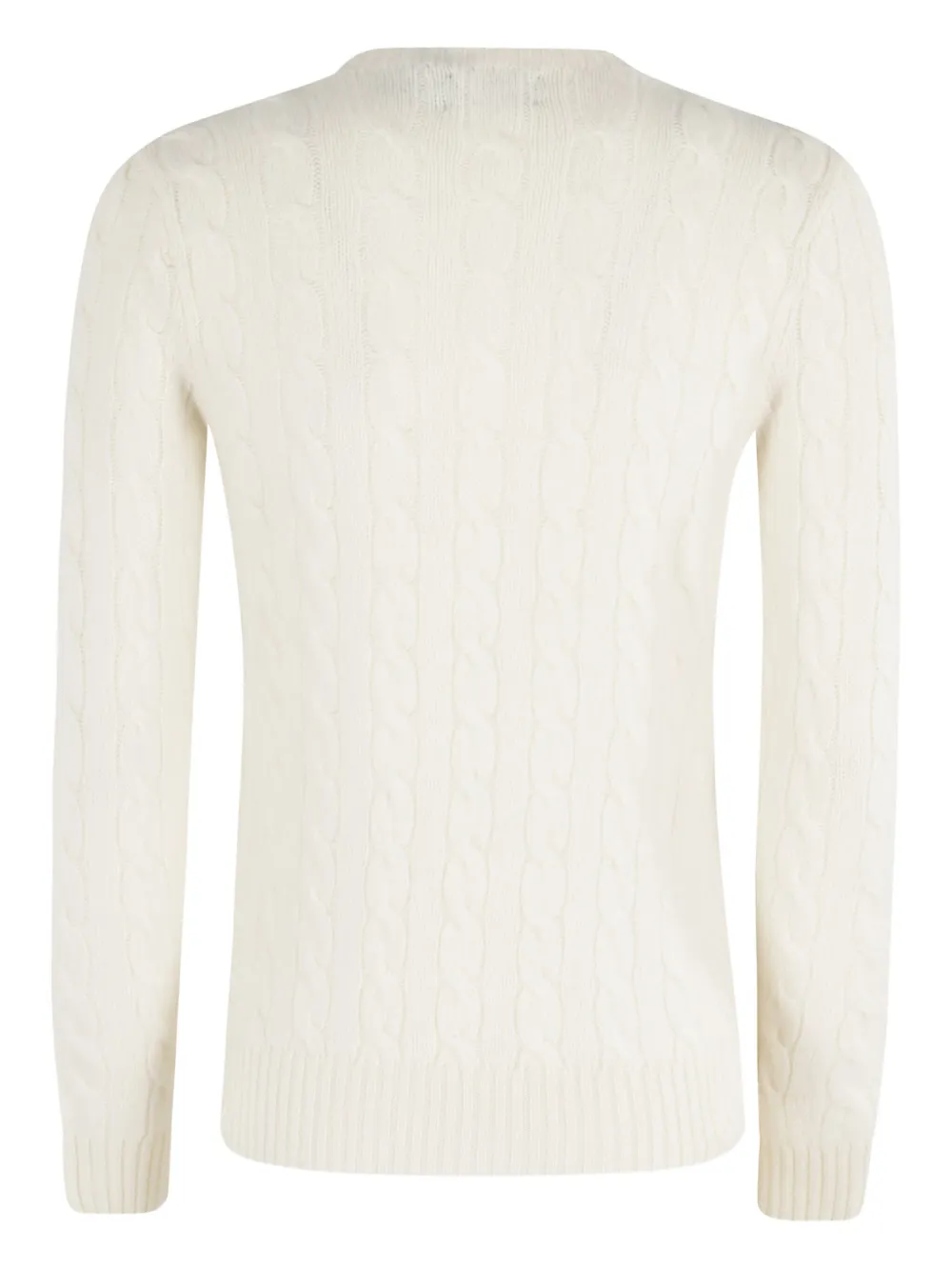 Polo Ralph Lauren Embroidered-logo Cable-knit Sweater In Neutral