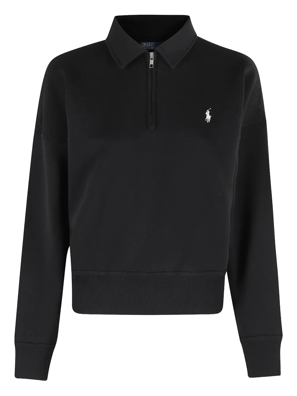 Polo Ralph Lauren logo half-zip polo top | Black | Image 1