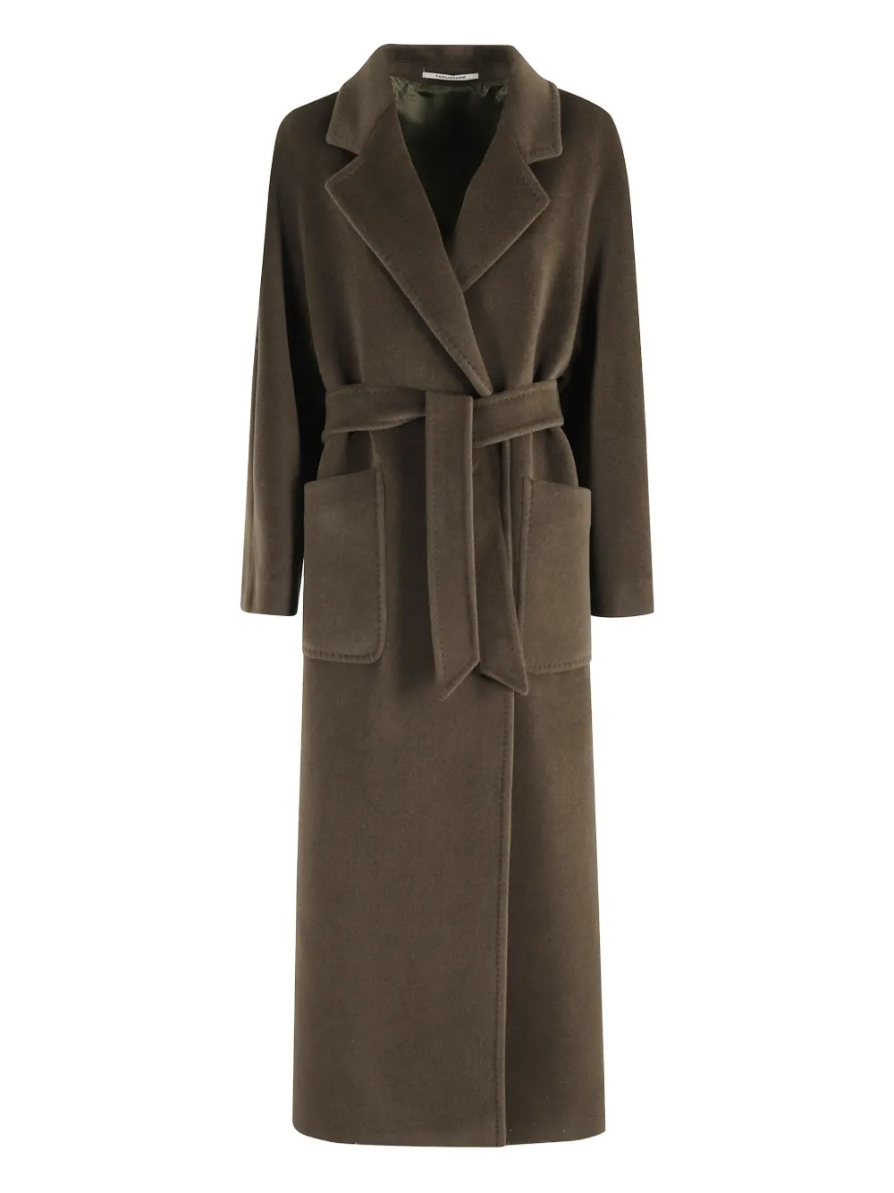 Tagliatore Mid-length Wool Coat With Reverse Cowl Neckline In Green