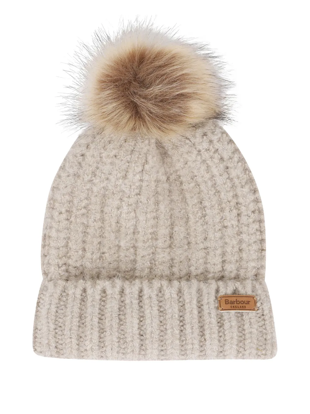 Barbour pompom-detail tartan-scarf beanie set - Beige