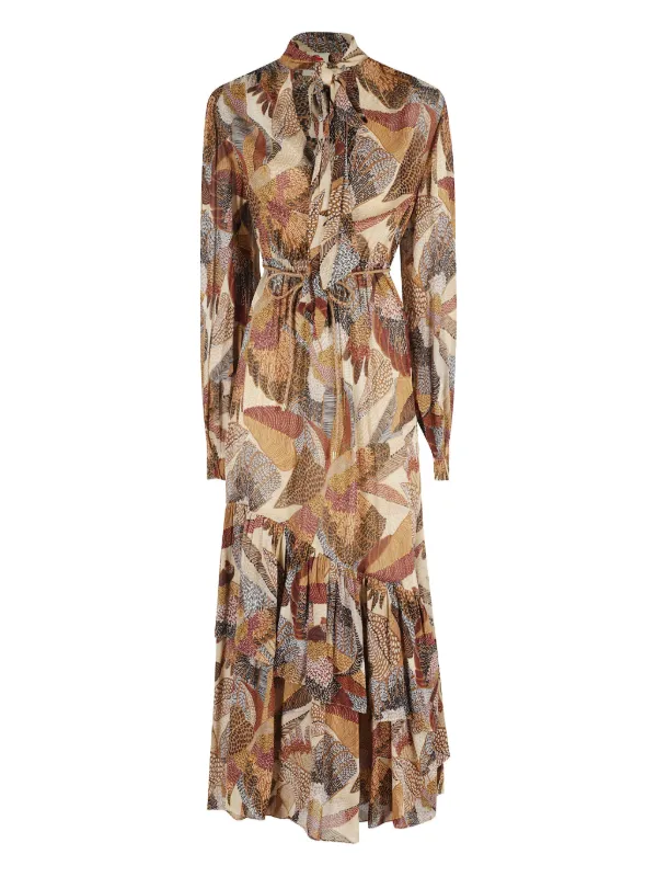 farm rio brown maxi dress Brown Delicate Garden Long Sleeve Maxi Dress FARM Rio
