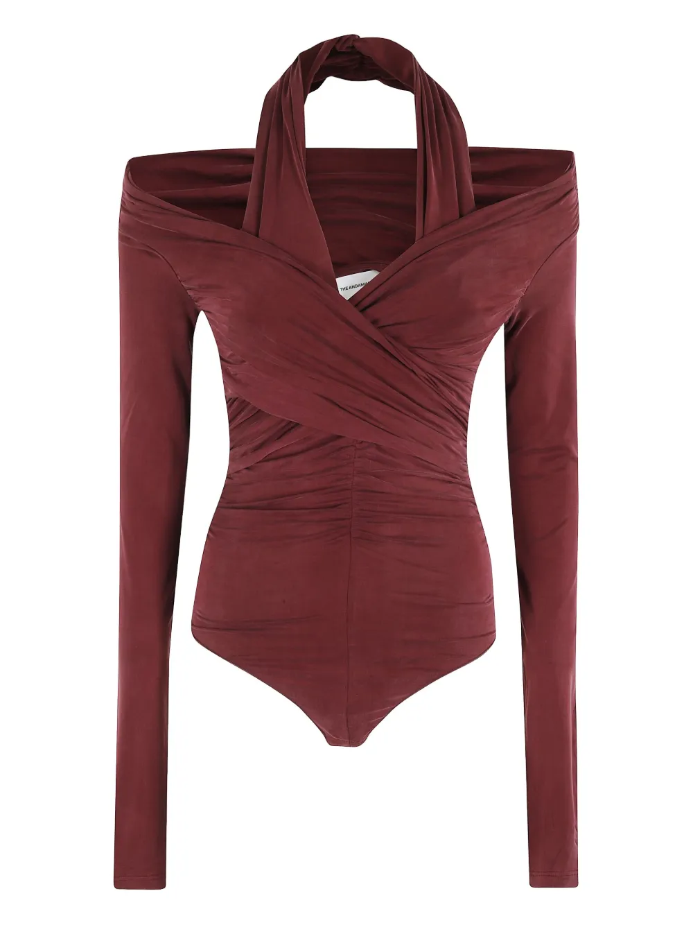 THE ANDAMANE Yvonne draped long-sleeve bodysuit | Red | Image 1