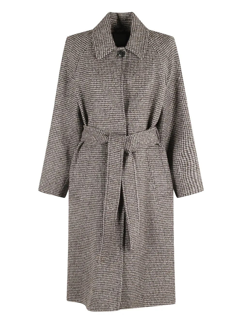 Kiltie houndstooth-pattern belted coat | Brown | Image 1
