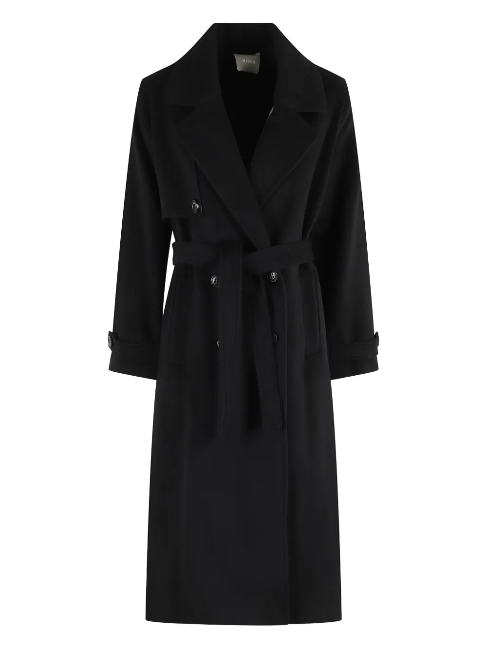 Kiltie Belted Double-breasted Coat In Black