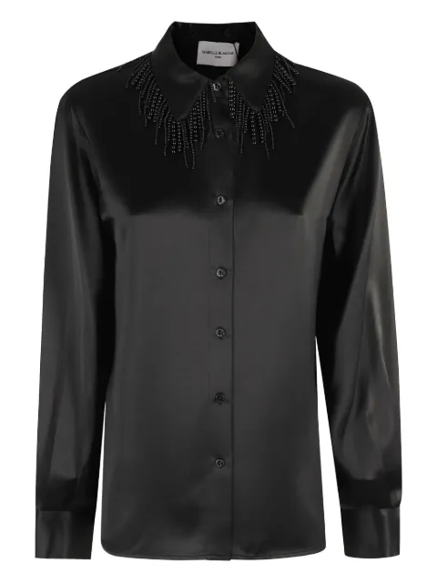Isabelle Blanche beaded-collar satin shirt
