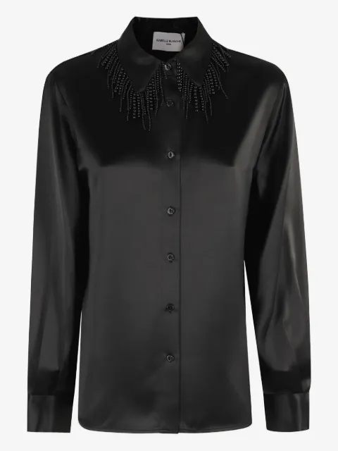 Isabelle Blanche beaded-collar satin shirt