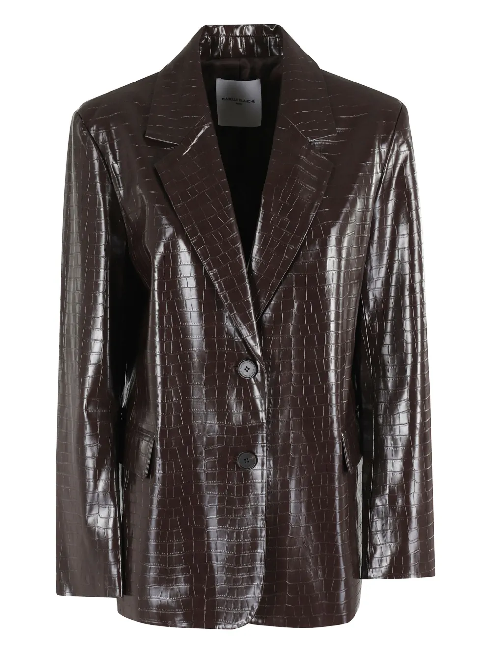 Isabelle Blanche Crocodile-effect Blazer In Brown