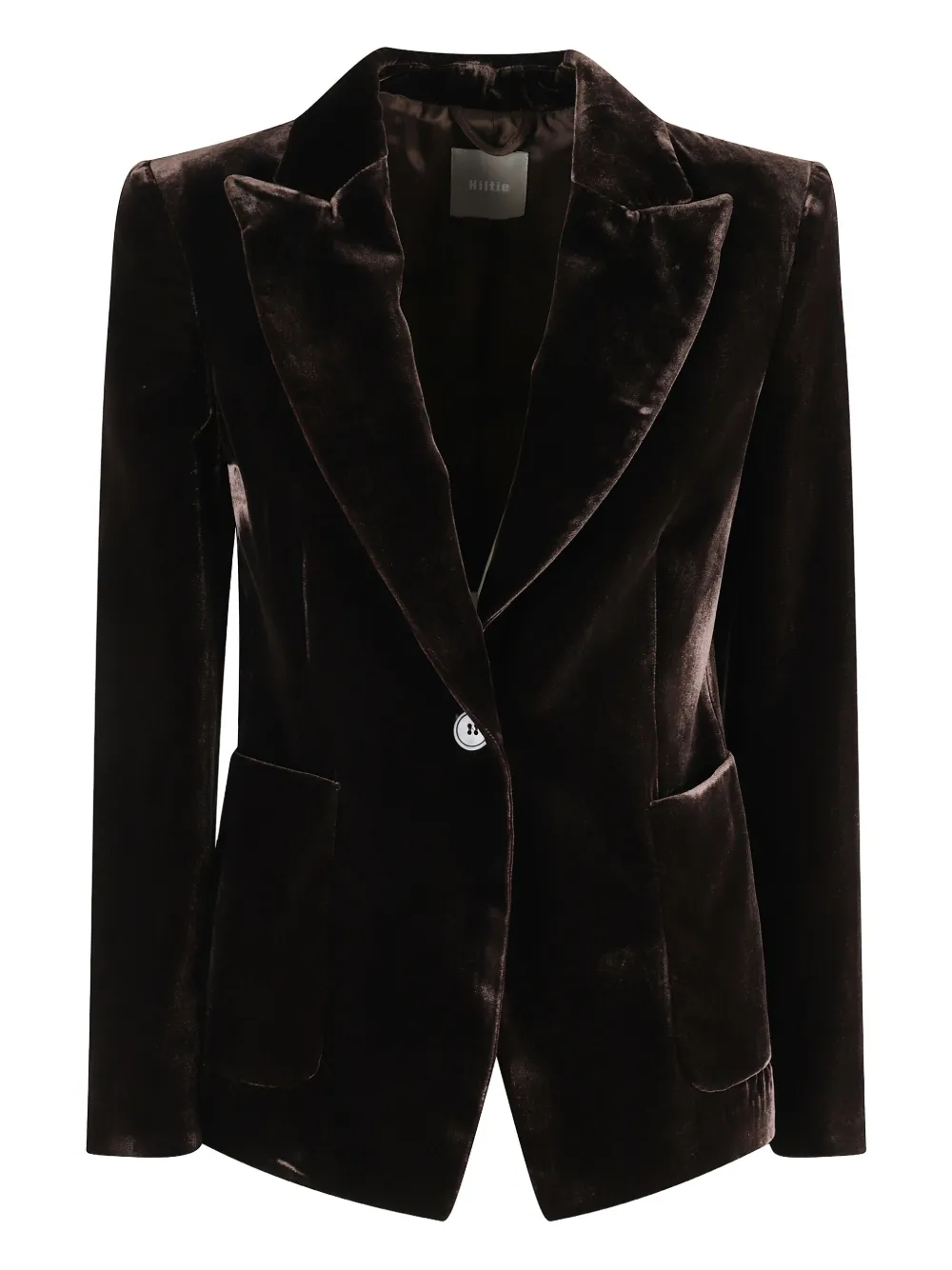 Kiltie velvet single-button blazer | Brown | Image 1