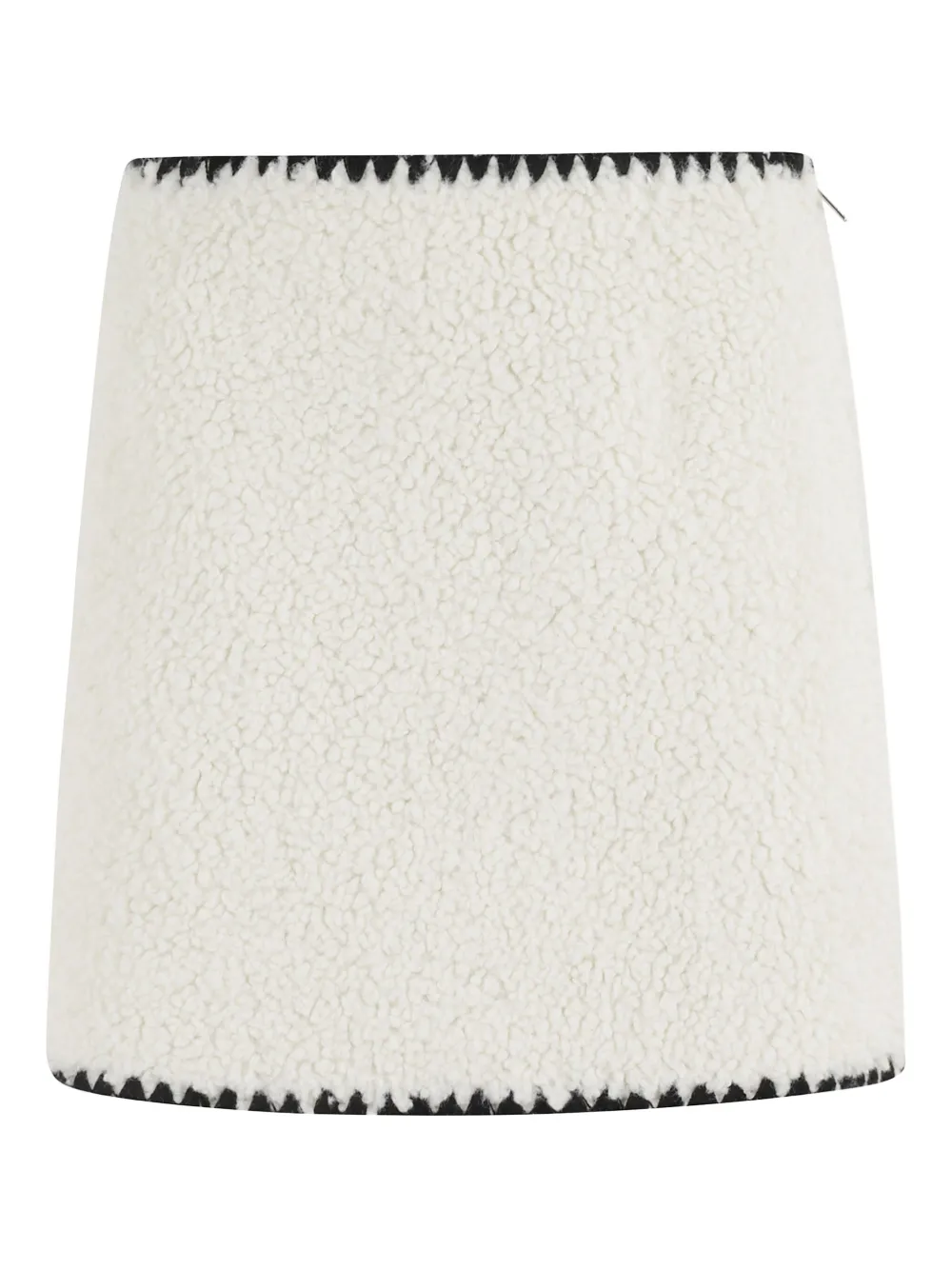 Ermanno Firenze Textured Mini Skirt In Teddy Fabric In White