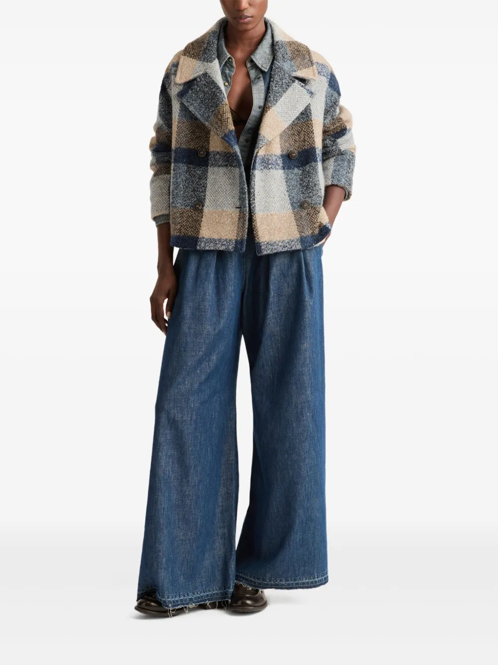 Momoni abrigo con doble botonadura y cuadros estampados | Chamarras cortas | Image 2