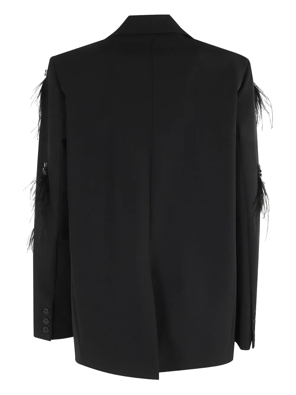 Isabelle Blanche Feather-embellished Blazer In Black