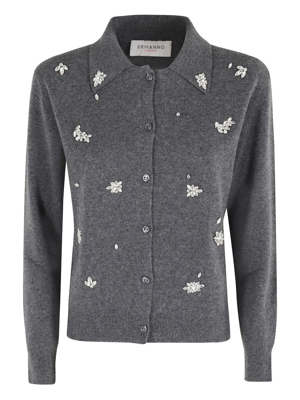 Ermanno Firenze Button Long-sleeved Sweater In Gray