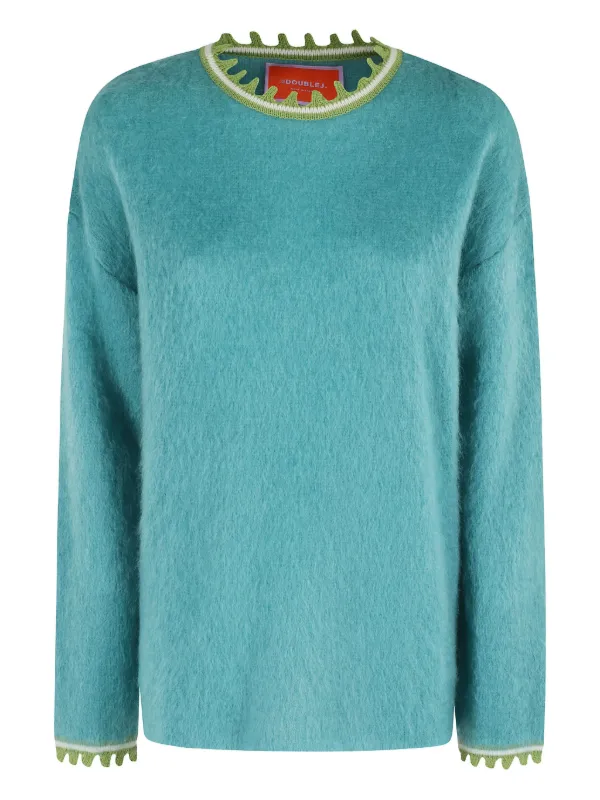 La DoubleJ Scalloped-trimmed Sweater in Blue