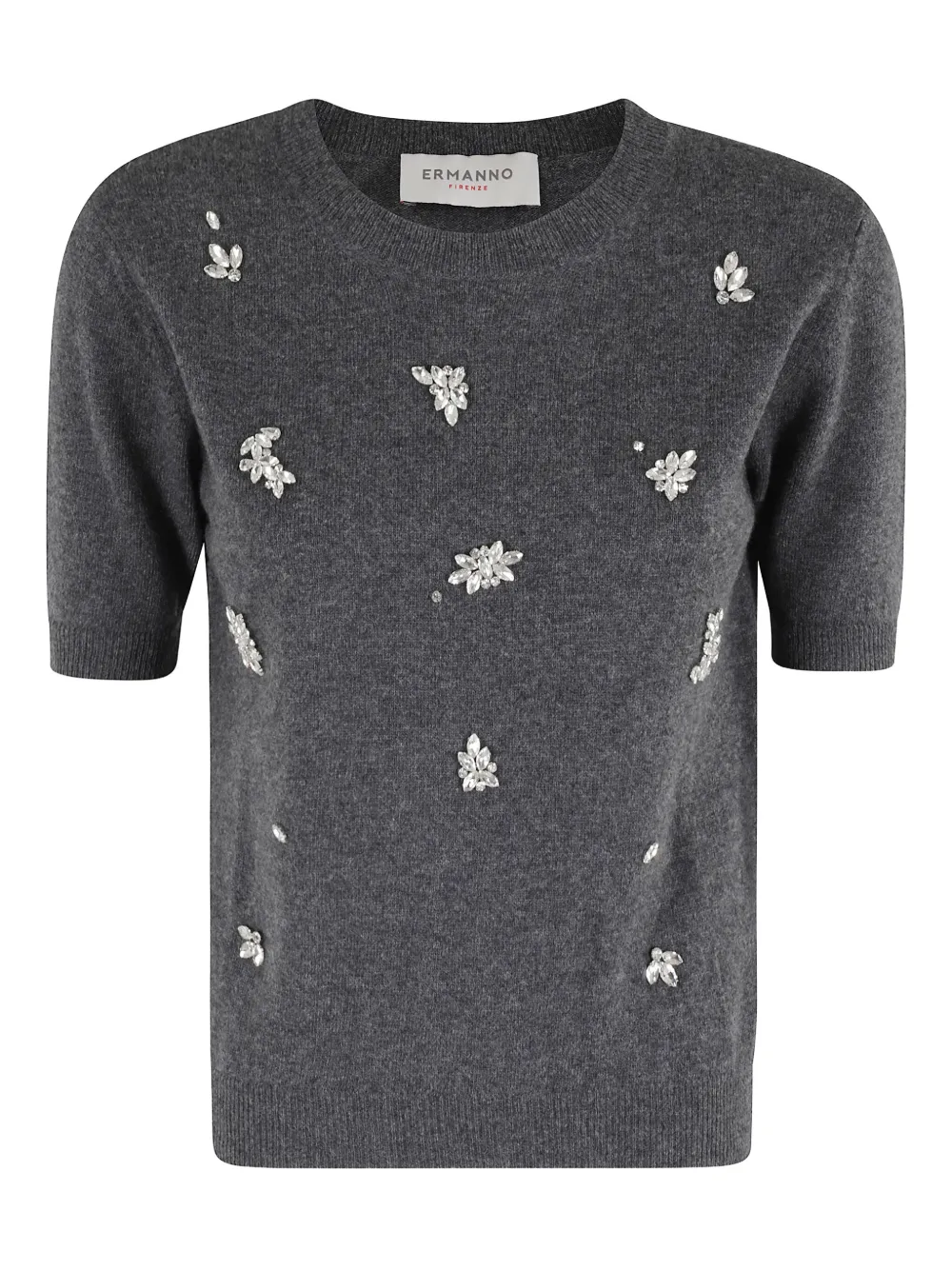 Ermanno Firenze Crew Neck Short-sleeved Sweater In Black