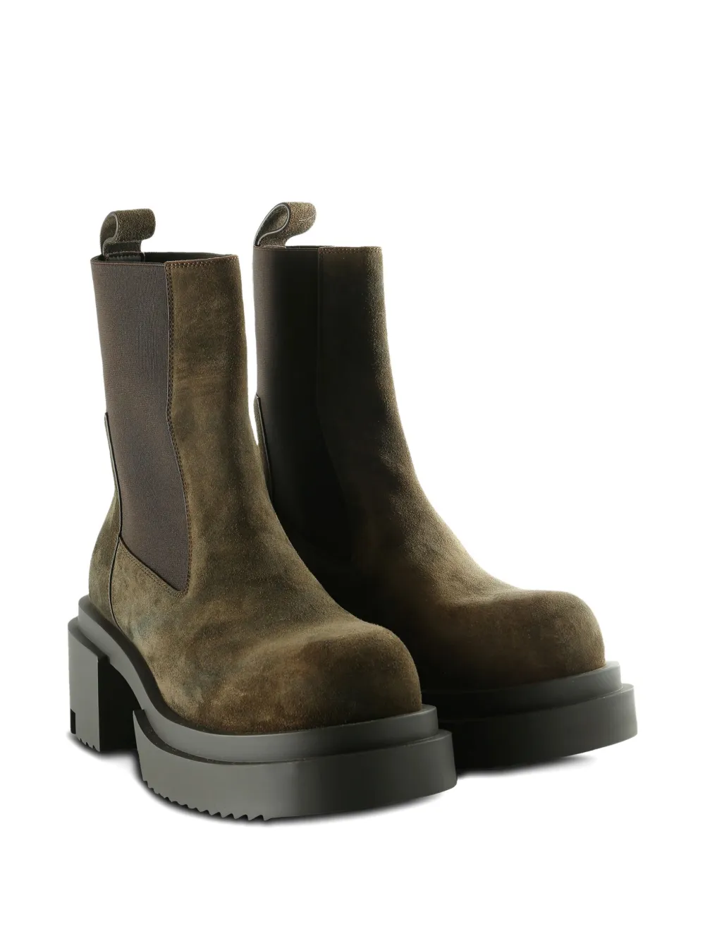 Rick Owens 70mm Beatle Bogun Platform Chelsea Boots In Green