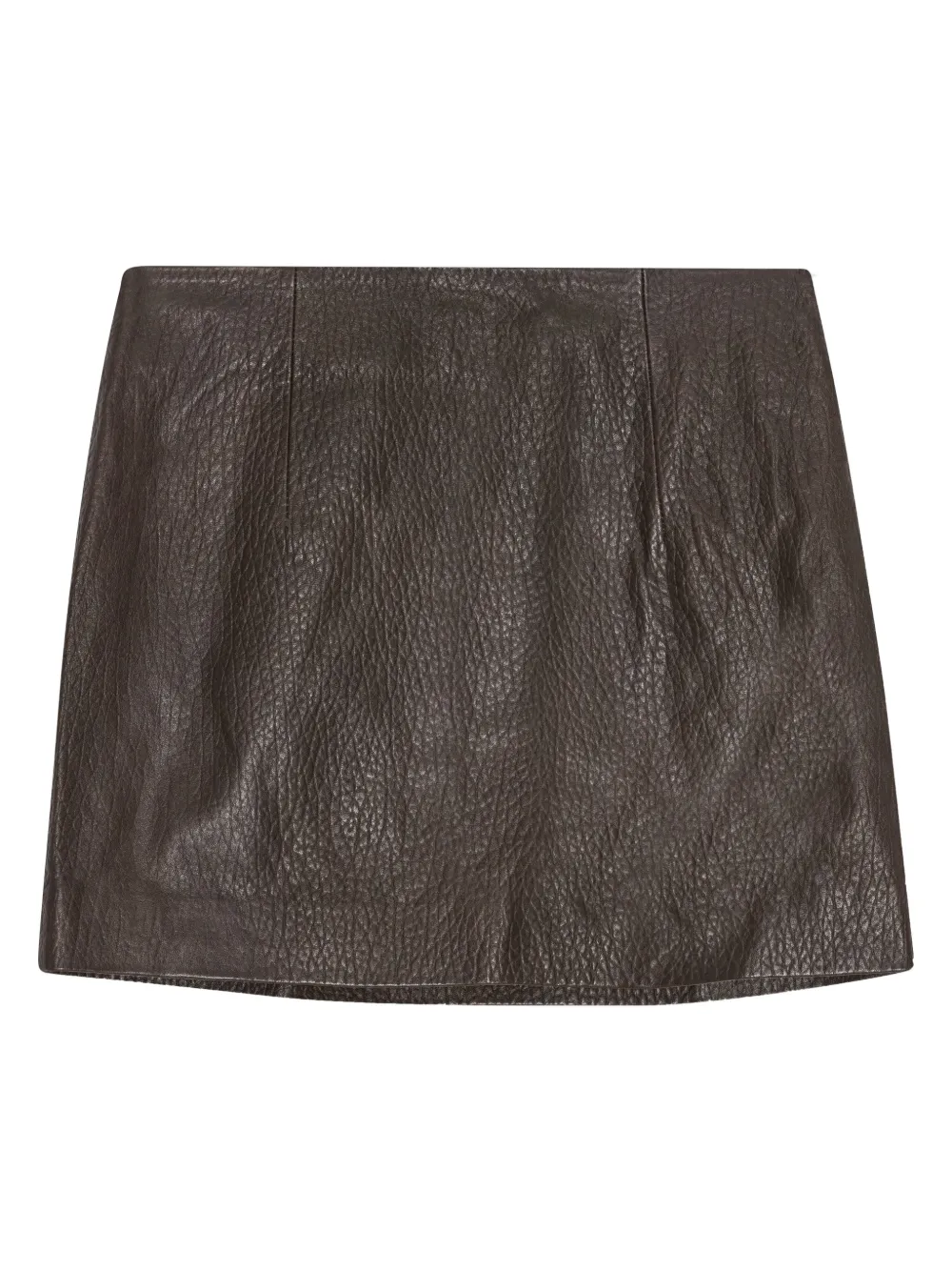 Remain Birger Christensen Leather Zip-front Mini Skirt In Brown